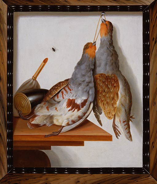 Trompe l'Oeil of Two Partridges Hanging from a Nail a Cornelius Biltius