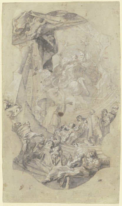 Founding of the Hospital of the Holy Spirit: Study for the main fresco on the ceiling in the nave of a Cosmas Damian Asam