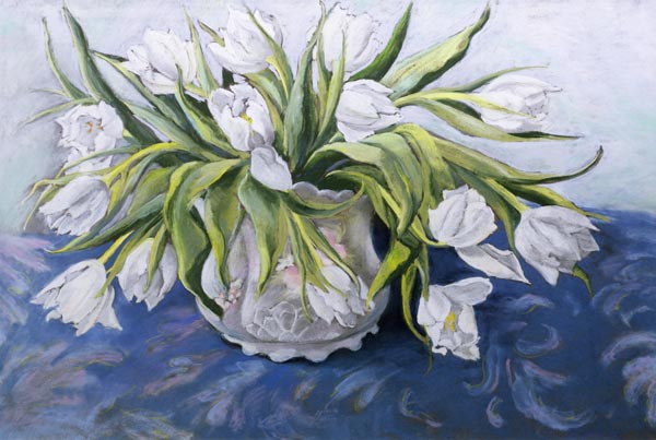 White Tulips (pastel on paper)  a Cristiana  Angelini