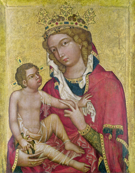 Virgin and Child, c.1350 (marouflage & tempera on panel) a Czech School