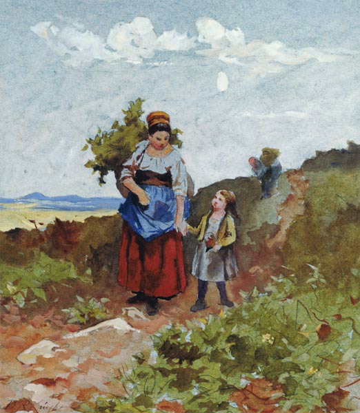 French Peasants on a Path a Daniel Ridgway Knight