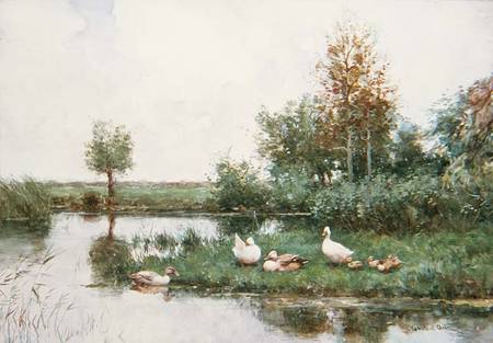 Ducks in a River Landscape a David Adolph Constant Artz