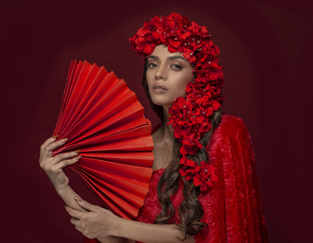 LADY WITH RED FAN a DEBASISH CHATTOPADHYAY