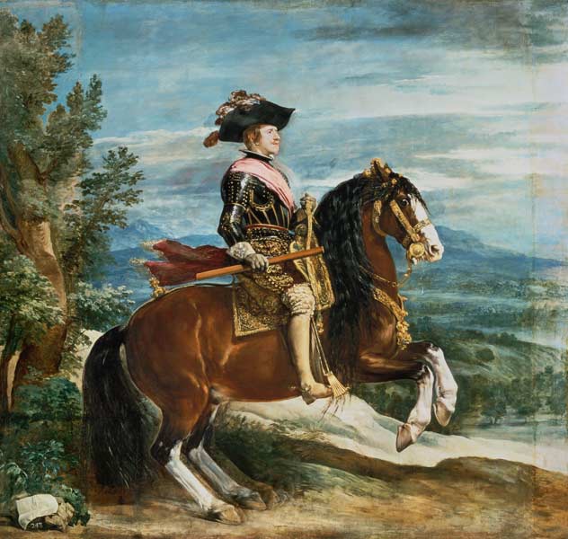 Philipp IV. to horse a Diego Rodriguez de Silva y Velázquez