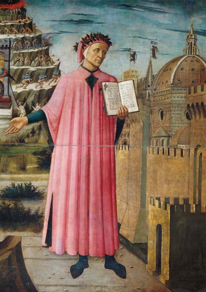 Dante reading from the 'Divine Comedy' (detail) a Domenico  di Michelino