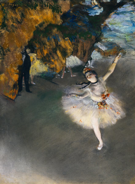 La stella,o ballerina on stage - quadro di Edgar Degas come stampa d\'arte  o dipinto.
