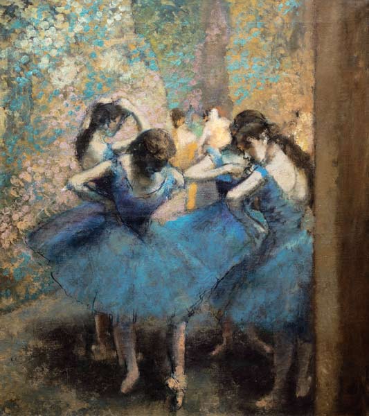 Ballerine in blu - olio su tela di Edgar Degas come stampa d\'arte o  dipinto.
