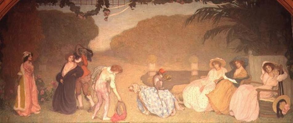Young Girls Watching an Open Air Theatre, 1909 (oil on canvas) a Edmond-Francois Aman-Jean