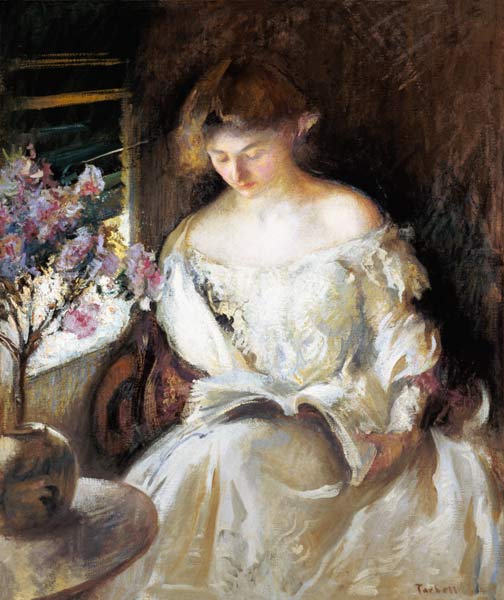Reading young woman. a Edmund Charles Tarbell