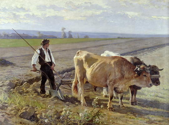 The Furrow, 1897 (oil on canvas) a Edouard Debat-Ponsan