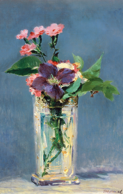 Clematis in a Crystal Vase a Edouard Manet