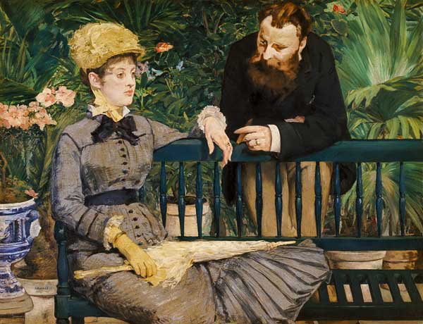 The married couple Guillemet in the greenhouse. a Edouard Manet