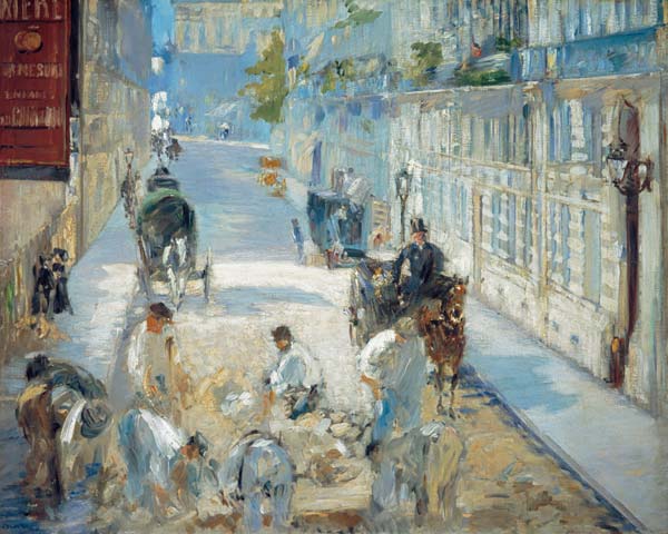 The Rue Mosnier with road workers a Edouard Manet