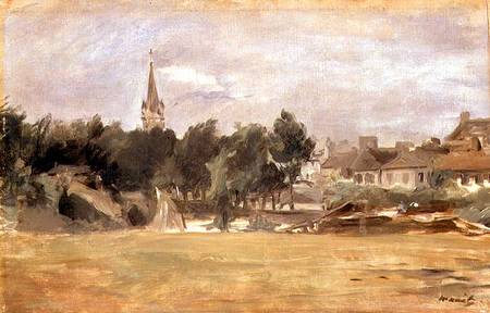 Landscape with a Village Church a Edouard Manet