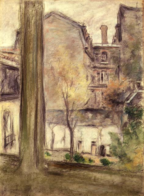 View of the Courtyard, c.1900 (pastel on paper)  a Edouard Vuillard