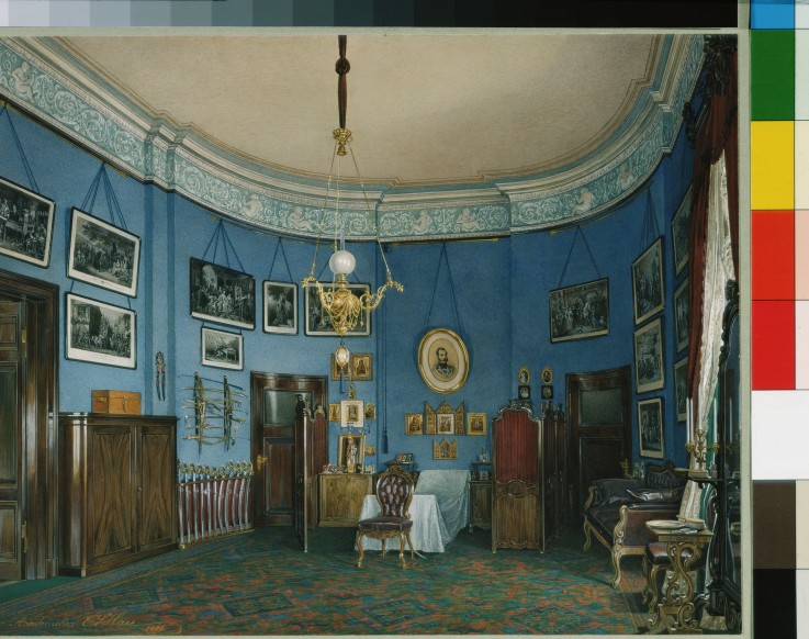 Interiors of the Winter Palace. The Bedroom of Crown Prince Nikolay Aleksandrovich a Eduard Hau