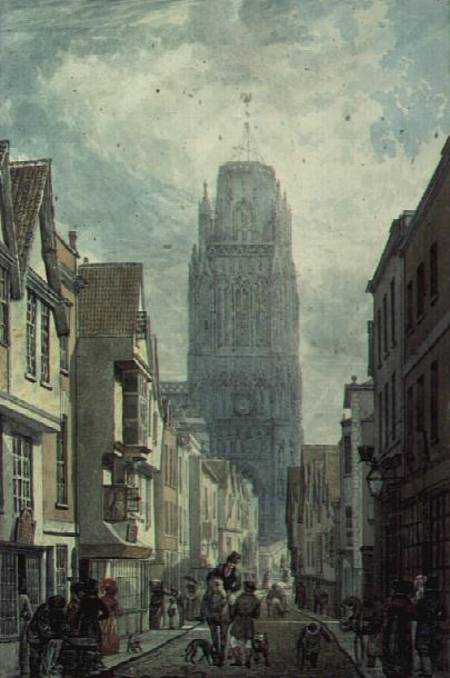 Redcliffe Street, Bristol, showing the Tower of the Church of St.Mary Redcliffe a Edward Cashin