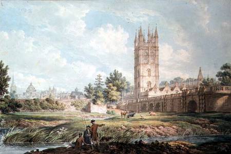 Magdalen College and Bridge, Oxford, from the River  on a Edward Dayes
