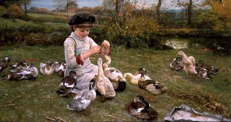 Feeding the ducks a Edward Killingsworth Johnson