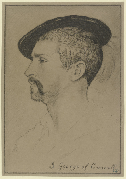 Profilkopf des Simon George of Cornwall, Faksimile der Hans Holbeinschen Zeichnung a Edward von Steinle