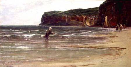 Coastal View with Woman Shrimping a Edwin Ellis