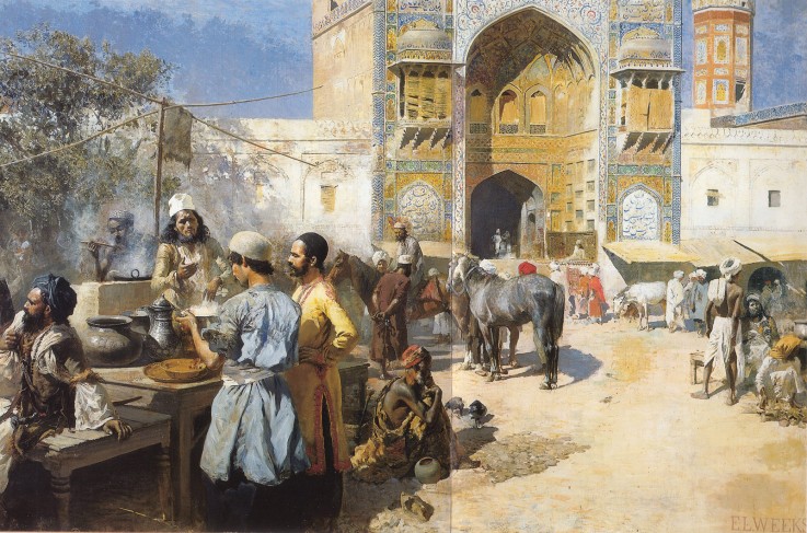 An Open-Air Restaurant, Lahore a Edwin Lord Weeks