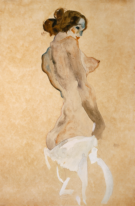 nudo feminile in piedi a Egon Schiele