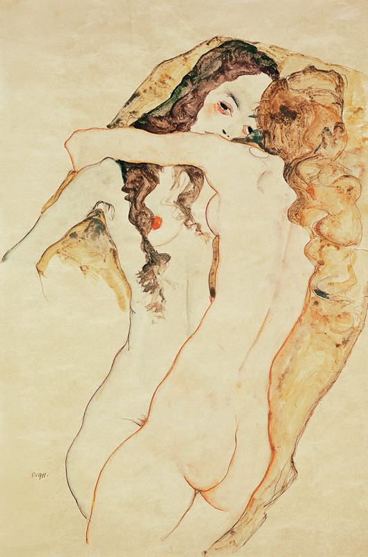 Due donne abbracciate a Egon Schiele
