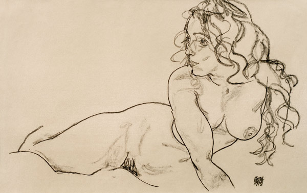Nude Propping hs.up a Egon Schiele