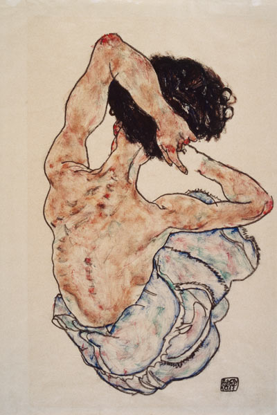 Donna con mani incrociate, vista di schiena a Egon Schiele
