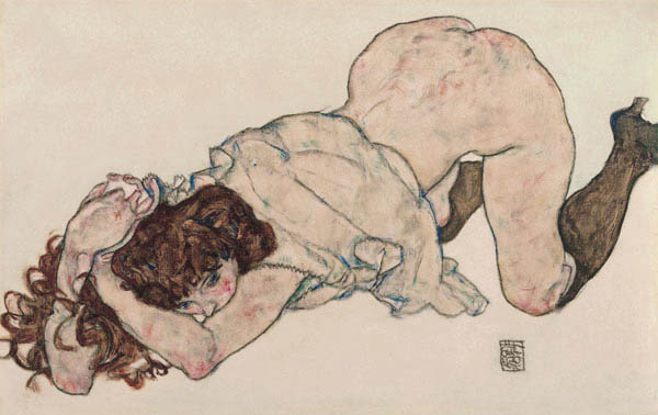 Kneeling Girl, Resting on Both Elbows a Egon Schiele