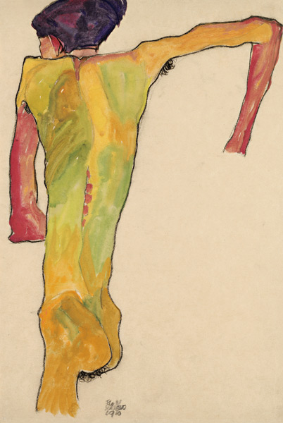 Male Nude, Propping Himself Up a Egon Schiele