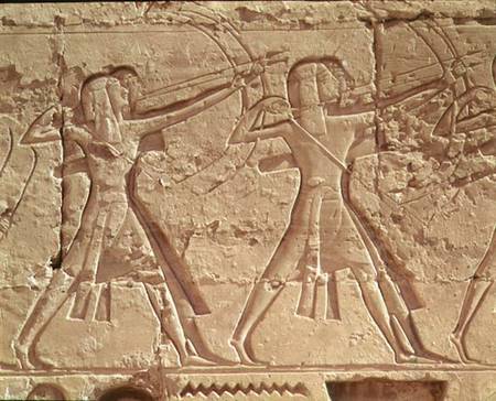 Archers, detail from the hunt of Ramesses III (c.1184-1153 BC) from the Mortuary Temple of Ramesses a Egizi
