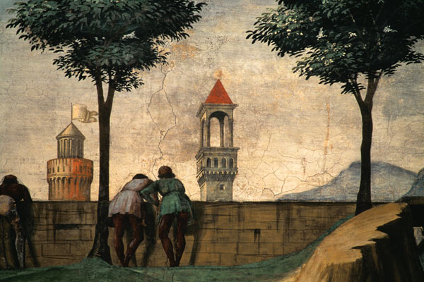 Men Looking over a Wall, from the Visitation a  (alias Domenico Tommaso Bigordi) Ghirlandaio Domenico