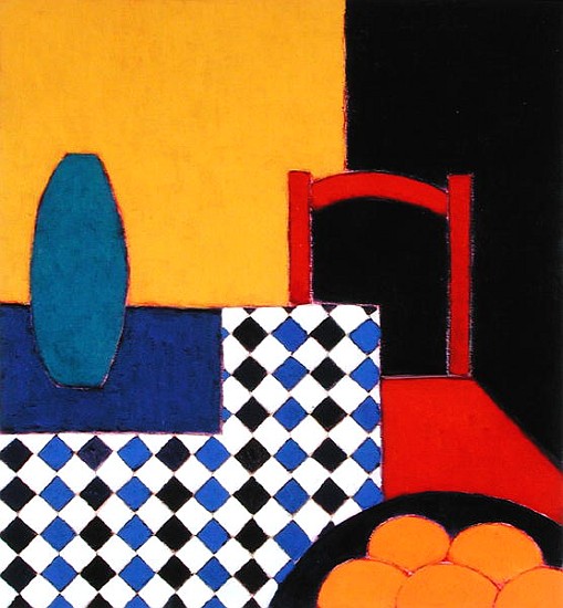 Still life with Red Chair, 2002 (acrylic on paper)  a Eithne  Donne