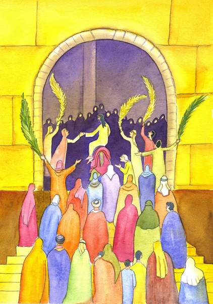 Jesus enters Jerusalem in procession (Palm Sunday) a Elizabeth  Wang