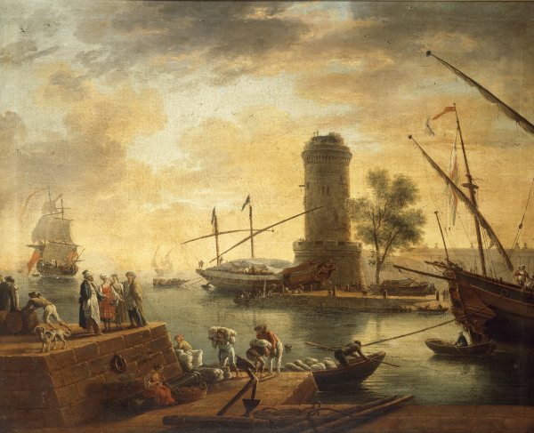 C.Vernet, Mediterranean Harbour Scene. a Emile Jean Horace Vernet