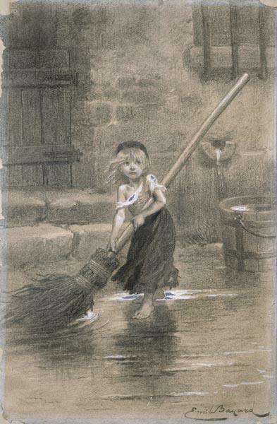 Cosette. Illustration from Les Misérables by Victor Hugo a Emile Antoine Bayard