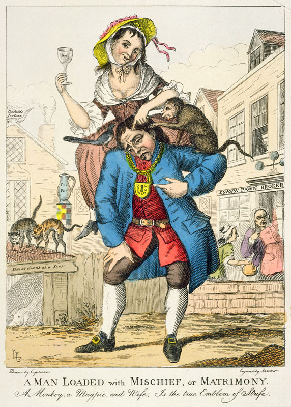 A Man Loaded with Mischief, or Matrimony, c.1766 a Scuola Inglese