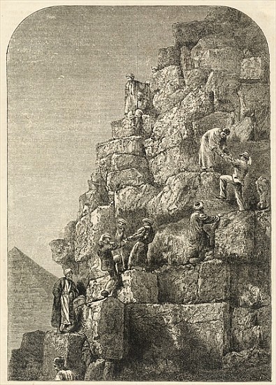 Ascent of the Great Pyramid; engraved from a photograph a Scuola Inglese