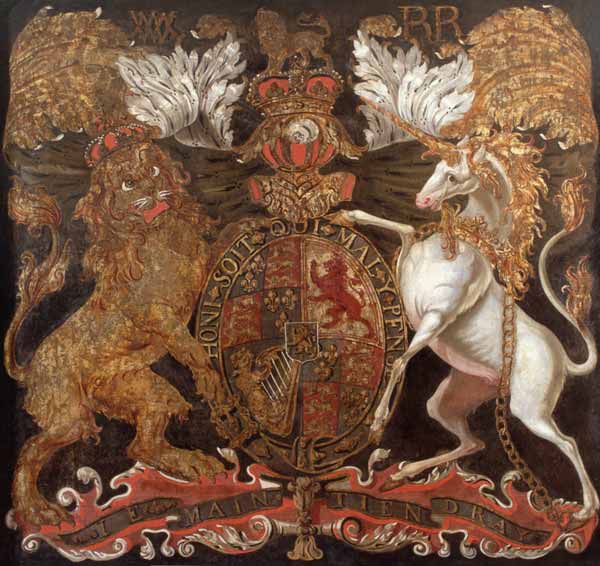 Royal Coat of Arms of William (1650-1702) and Mary (1662-94) a Scuola Inglese