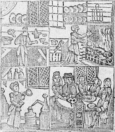 Kitchen Interiors, an illustration from ''A Book of Roxburghe Ballads'' a Scuola Inglese