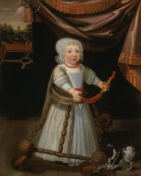 Portrait of a Boy with a Coral Rattle a Scuola Inglese