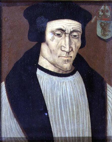Portrait of Richard Foxe or Fox (c.1448-1528) Bishop of Winchester, Lord Privy Seal to Henry VII and a Scuola Inglese