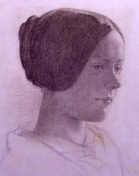Portrait of a Young Woman with her Hair in a Bun a Scuola Inglese