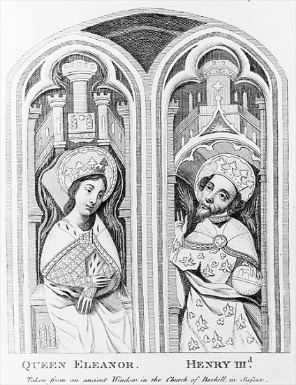 Queen Eleanor and Henry III, taken from an ancient window in the Church of Boxhill, Sussex a Scuola Inglese