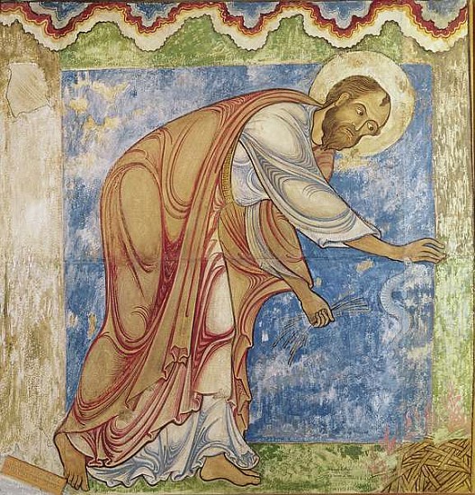 St. Paul and the Viper, in St. Anselm''s Chapel, c.1180 a Scuola Inglese