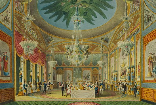 The Banqueting Room, from ''Views of the Royal Pavilion, Brighton'' John Nash (1752-1835) 1826 a Scuola Inglese