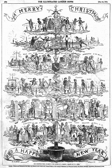 The Christmas Tree, as seen the father of a family, illustraion from ''The Illustrated London News'' a Scuola Inglese