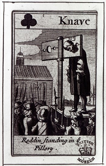 The Knave of Clubs, from a pack of Cards relating to the 1678 Popish Plot and the condemnation of Na a Scuola Inglese